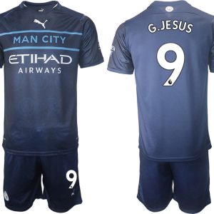 Neue Manchester City 21-22 Drittes Trikot mit Aufdruck G.JESUS 9