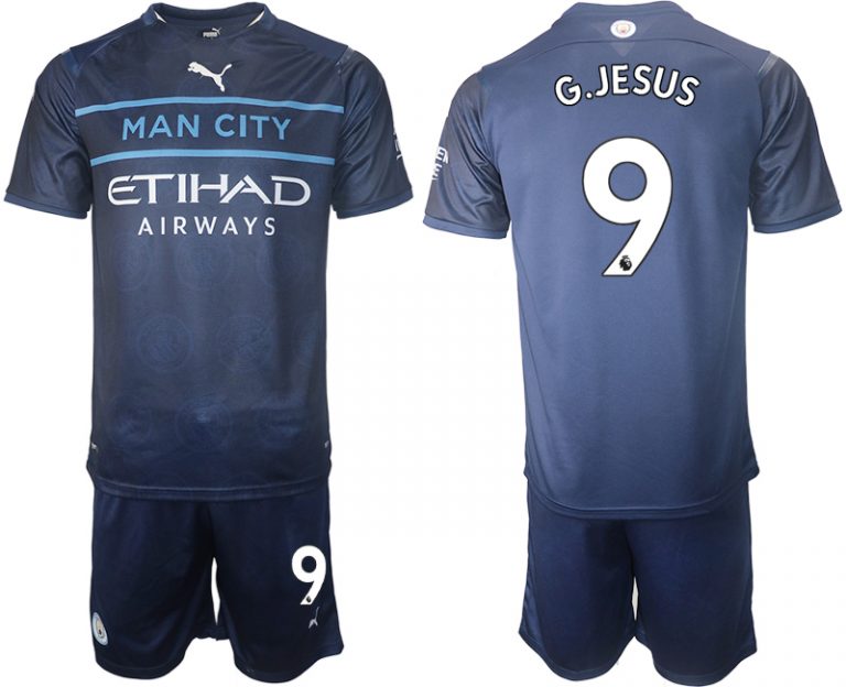 Neue Manchester City 21-22 Drittes Trikot mit Aufdruck G.JESUS 9