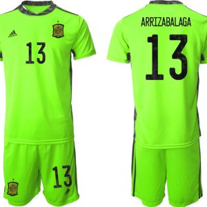 Spanien Nationalmannschaften Trikots Grün Kurzarm + Kurze Hosen Goalkeeper ARRIZABALAGA 13