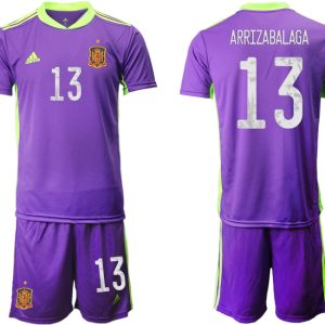 Spanien Nationaltrikot Lila Kurzarm + Kurze Hosen ARRIZABALAGA 13