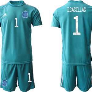 Spanien Trikot Away EM 2021 Blau Kurzarm + Kurze Hosen I.CASILLAS 1