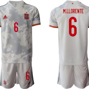 Spanien Trikot Away EM 2021 Weiss Kurzarm + Kurze Hosen M.LLORENTE 6