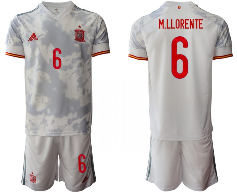 Spanien Trikot Away EM 2021 Weiss Kurzarm + Kurze Hosen M.LLORENTE 6