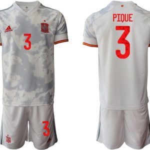 Spanien Trikot Away EM 2021 Weiss Kurzarm + Kurze Hosen PIQUE 3