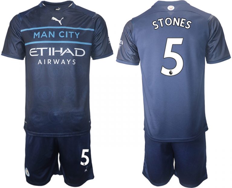 STONES 5 Manchester City 21-22 Drittes Trikot Kurzarm + Kurze Hosen