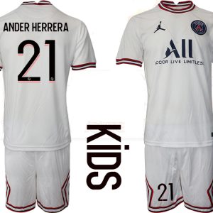 ANDER HERRERA 21 Paris Saint-Germain 4th Trikot 2021/22 PSG Fußballtrikots Kinder