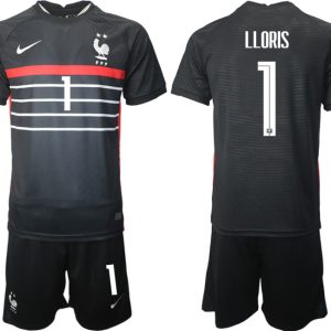 Frankreich 2022 World Cup Heim Auswärts Trikots Schwarz mit Aufdruck LLORIS 1