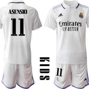 Günstige Fussballtrikot Kinder Heimtrikot Real Madrid Home Trikot weiß lila 2022/23 ASENSIO #11