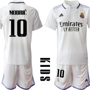 Günstige Fussballtrikot Kinder Heimtrikot Real Madrid Home Trikot weiß lila 2022/23 MODRIĆ #10