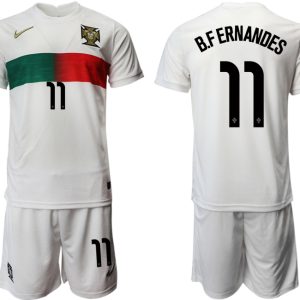 Günstige Fußballtrikots Trikotsatz Portugal Heimtrikot Away Weiß B.F ERNANDES 11