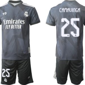 Herren Y-3 Real Madrid Viertes Fußballtrikot schwarz für die Saison 2021-2022 Camavinga 23