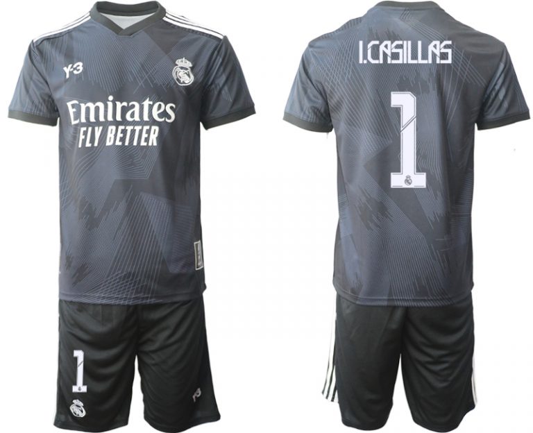 Herren Y-3 Real Madrid Viertes Fußballtrikot schwarz für die Saison 2021-2022 I.CASILIAS 1