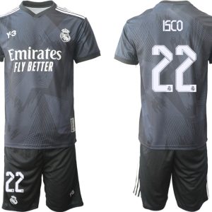 Herren Y-3 Real Madrid Viertes Fußballtrikot schwarz für die Saison 2021-2022 ISCO 22