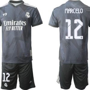 Herren Y-3 Real Madrid Viertes Fußballtrikot schwarz für die Saison 2021-2022 MARCELO 12