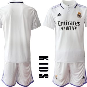 Kinder Heimtrikot Real Madrid Home Trikot weiß lila 2022/23 Günstige