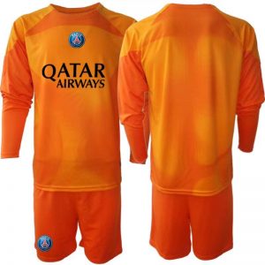 Kinder Paris Saint Germain Heimtrikot 2021-22 Orange PSG Trikotsatz Langarm + Kurze Hosen