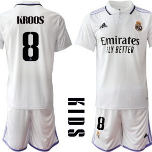 KROOS #8 Kinder Heimtrikot Real Madrid Home Trikot weiß lila 2022/23 Günstige Fussballtrikot