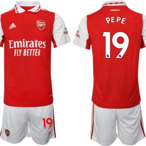 Arsenal 2022/23 Heimtrikot für Herren rot-weiß Trikotsatz Kurzarm + Kurze Hosen PEPE 19