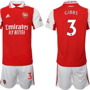 GIBBS #3 Arsenal 2022-2023 Heimtrikot rot-weiß Trikotsatz Kurzarm + Kurze Hosen für Herren