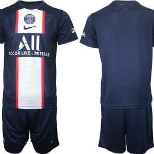 Günstige Fußballtrikots Paris Saint Germain Heimtrikot 2022/23 blau Trikotsatz Kurzarm Herren