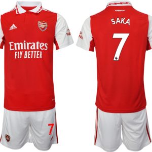 Herren Arsenal 2022-2023 Heimtrikot rot-weiß Fußballtrikots Set mit Aufdruck SAKA 7