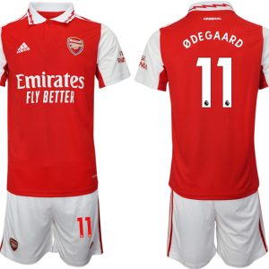 Herren Arsenal 2022-2023 Heimtrikot rot-weiß Trikotsatz Kurzarm + Kurze Hosen Billige Fussballtrikots