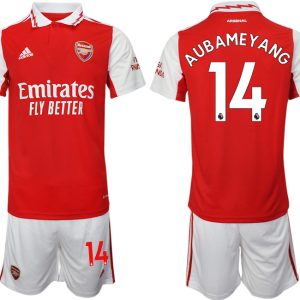 Herren Arsenal 2022/23 Heimtrikot rot-weiß Trikotsatz Kurzarm + Kurze Hosen AUBAMEYANG 14