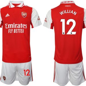 Herren Arsenal 2022/23 Heimtrikot rot-weiß Trikotsatz Kurzarm + Kurze Hosen WILLIAN 12