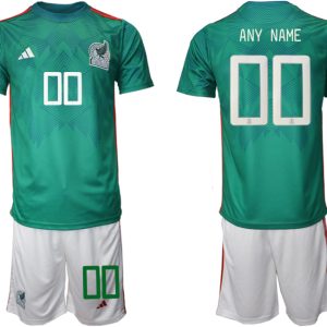 Mexiko Heimtrikot WM 2022 Trikotsatz Grün Kurzarm + weiß Kurze Hosen Günstige Fußballtrikots