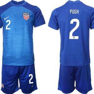 Neue Fußballtrikots der USA für die WM 2022 Heimtrikot Marineblau Trikotsatz PUGH #2