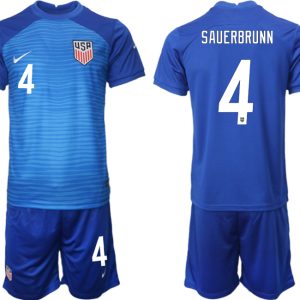 Neue Fußballtrikots der USA für die WM 2022 Heimtrikot Marineblau Trikotsatz SAUERBRUNN #4