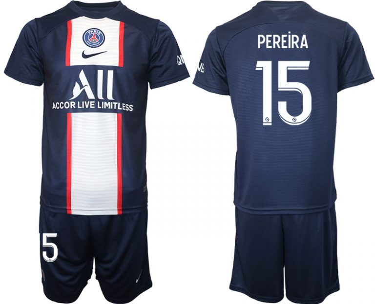 Trikotsatz Paris Saint Germain Heimtrikot 2022/23 blau mit Aufdruck PEREiRA 15