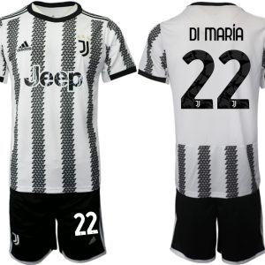 Herren Fußballtrikots Juventus 2022-23 Heimtrikot Schwarz Weiß kaufen mit Aufdruck DI MARÍA 22