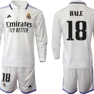 Herren Günstig Real Madrid Trikots 2022-23 Heimtrikot Weiß Fußballtrikots Set BALE 18