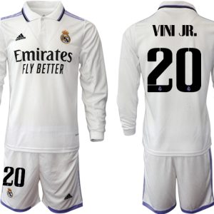 Herren Günstig Real Madrid Trikots 2022-23 Heimtrikot Weiß Fußballtrikots Set VINI JR.20