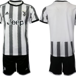 Herren Juventus 2022-23 Heimtrikot Schwarz Weiß Fußballtrikots Set