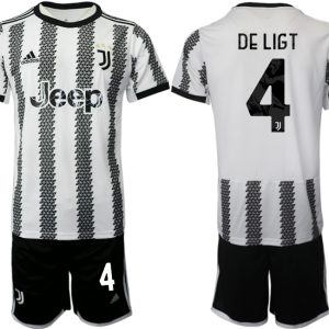 Herren Juventus 2022-23 Heimtrikot Schwarz Weiß mit Aufdruck DE LIGT 4