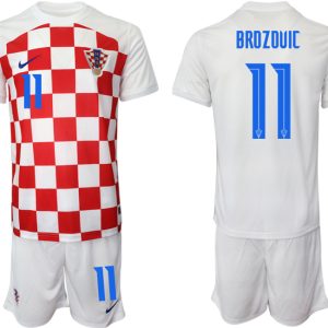 Herren Kroatien Heimtrikot WM-2022 weiß Battle Blue Günstig Fußballtrikots BROZOVIC #11