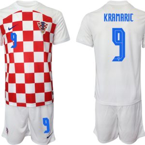 Herren Kroatien Heimtrikot WM-2022 weiß Battle Blue Günstig Fußballtrikots KRAMARIC #9