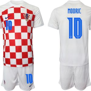 Herren Kroatien Heimtrikot WM-2022 weiß Battle Blue Günstig Fußballtrikots MODRIC #10