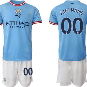 Herren Manchester City Heimtrikot 2022/2023 blau weiß Fußballtrikots Set