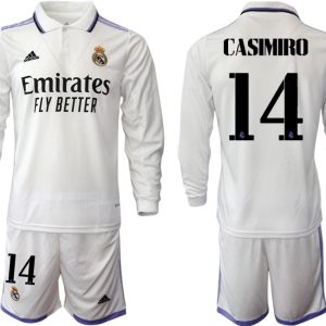 Herren Real Madrid Trikots 2022-23 Heimtrikot Weiß Fußballtrikots Set CASIMIRO 14