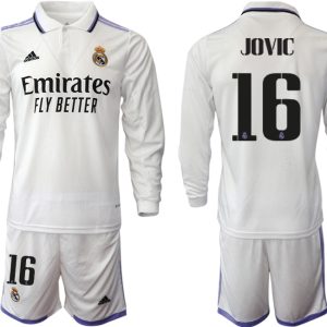 Herren Real Madrid Trikots 2022-23 Heimtrikot Weiß Fußballtrikots Set JOVIC 16