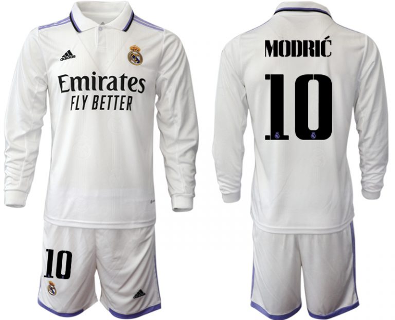 Herren Real Madrid Trikots 2022-23 Heimtrikot Weiß Fußballtrikots Set MODRIĆ 10