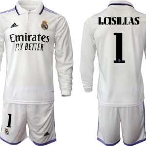 Real Madrid Trikots 2022-23 Heimtrikot Weiß Langarm + Kurze Hosen mit Aufdruck I.CISILLAS 1