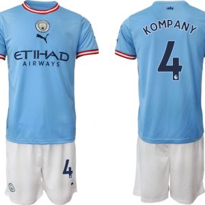 KOMPANY 4 Manchester City Heimtrikot 2022/2023 blau Kurzarm + weiß Kurze Hosen