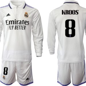 KROOS 8 Real Madrid Trikots 2022-23 Heimtrikot Weiß Langarm + Kurze Hosen