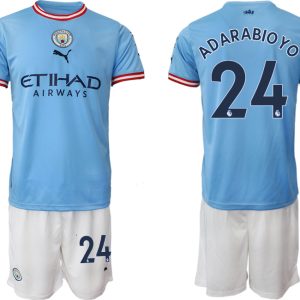 Manchester City Heimtrikot 2022/2023 blau weiß Trikotsatz mit Aufdruck ADARABIO YO 24