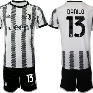 Neue Juventus 2022-23 Heimtrikot Schwarz Weiß kaufen mit Aufdruck DANILO 13