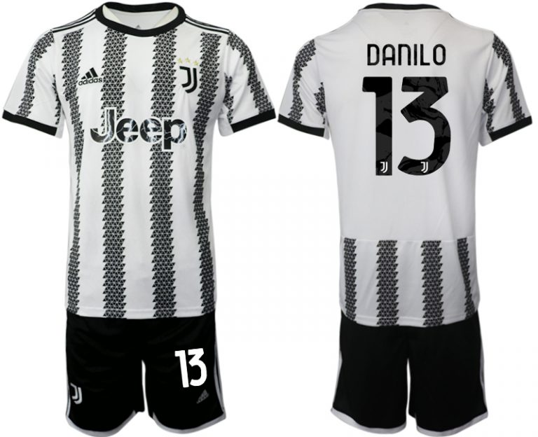 Neue Juventus 2022-23 Heimtrikot Schwarz Weiß kaufen mit Aufdruck DANILO 13